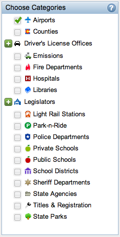 My Neighborhodd Google Map Select Category screen shot